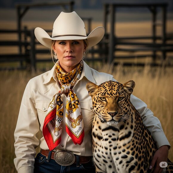 Chico's Accessories - Chico’s Cheetah Western Luxe XL silky scarf 41x41